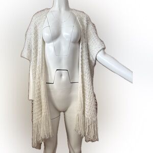 White Fringe Cozy Knit Shawl